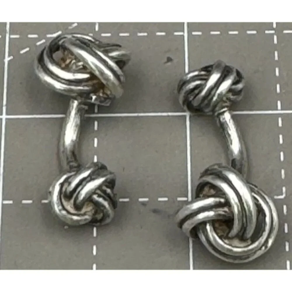 Lenore Doskow Love Knot Sterling Silver Cuff Links Original Box